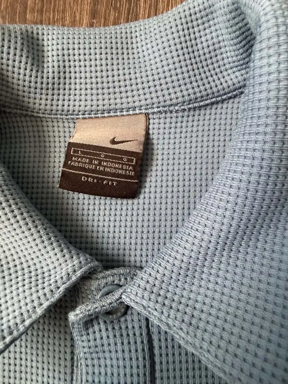 Nike Tennis Court Dri-Fit Waffle Knit Polo Shirt Men's Size Large Light Blue